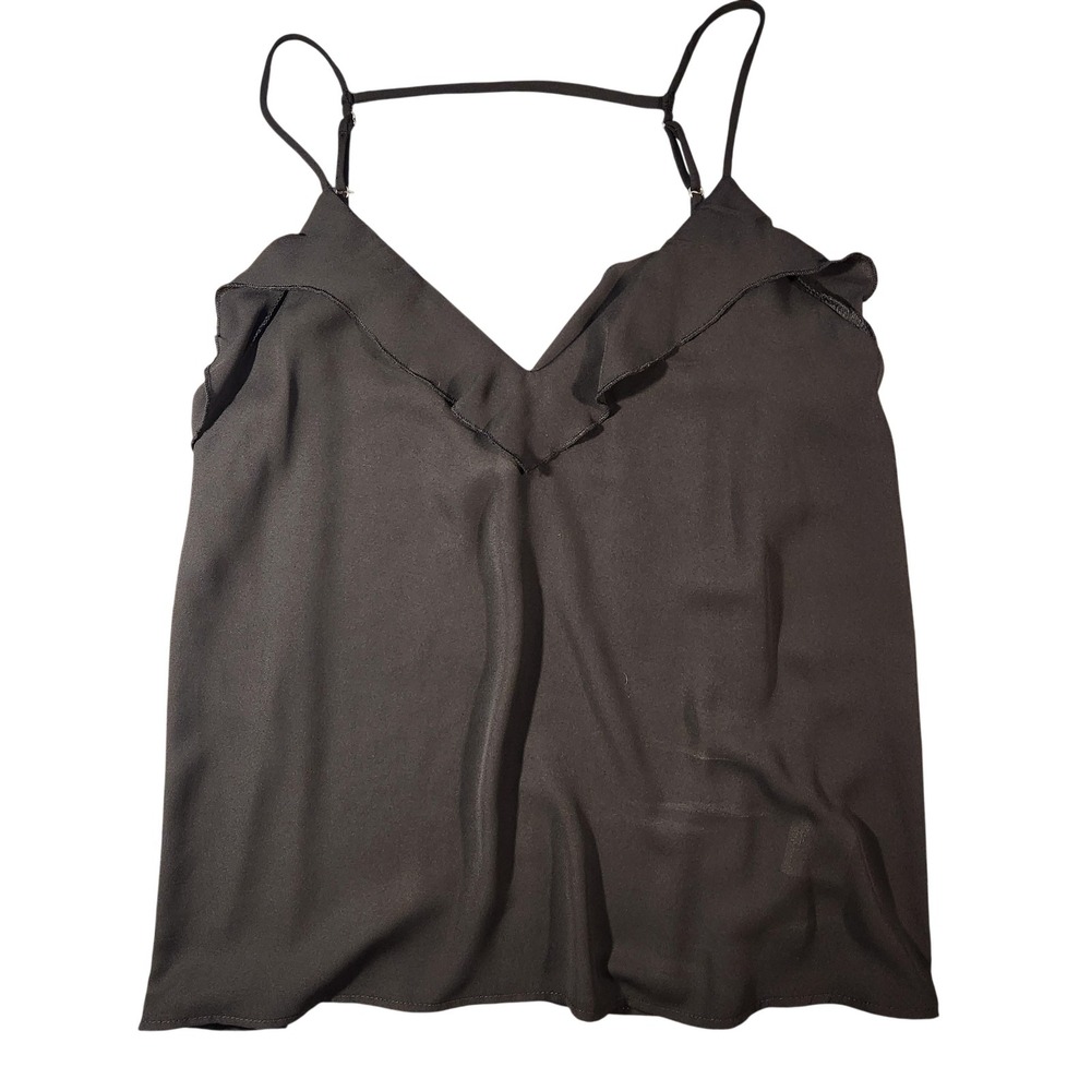 Lily White Tank Top Womens Large Black Ruffle Camisole Fairy Whimsigoth Festival